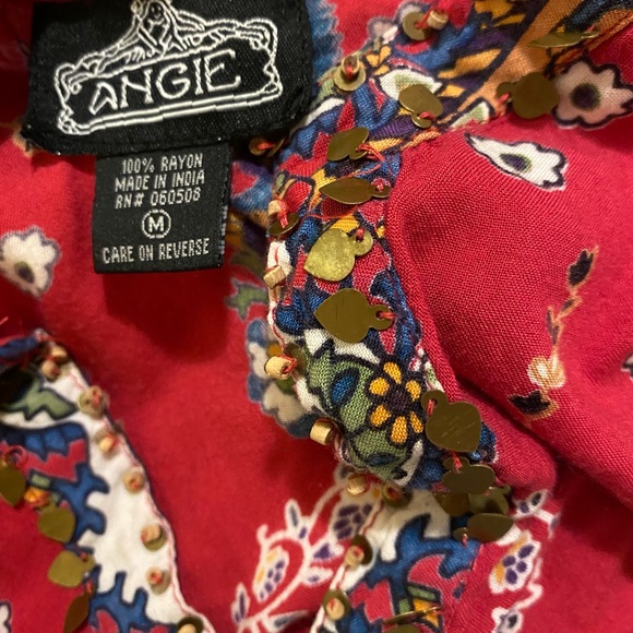 Angie Multicolor Paisley Boho Tunic Top Sun Dress - Picture 4 of 5